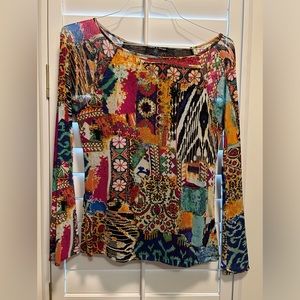 🎁Long sleeve sheer lined multi colour top